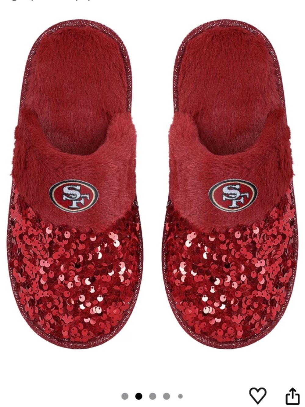 (K1) FOCO sequin mules with NFL team logo for women, Sz 11/12-XL